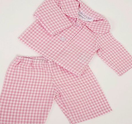 FRILLY LILY PINK GINGHAM PYJAMA SET FOR 12-14 INCH [30-35CM] BABY DOLLS ,SUCH AS GOTZ,COROLLE,ZAPF,MY LITTLE BABY BORN,MY FIRST BABY ANNABELL